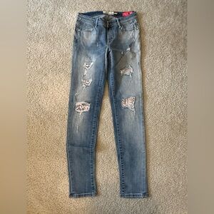 Stylish Distressed Blue Skinny Jeans